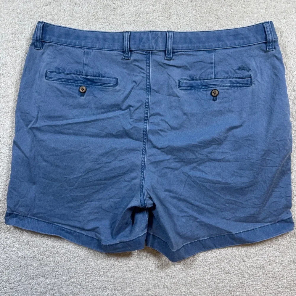 Tommy Bahama Shorts Mens 38 Blue Boracay Chino Cotton Tencel Stretch